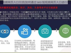 seo短视频网页入口引流(如何通过 seo 短视频网页入口进行引流？)