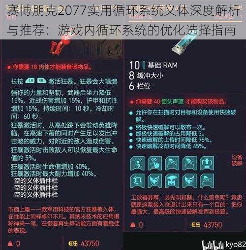 赛博朋克2077实用循环系统义体深度解析与推荐：游戏内循环系统的优化选择指南