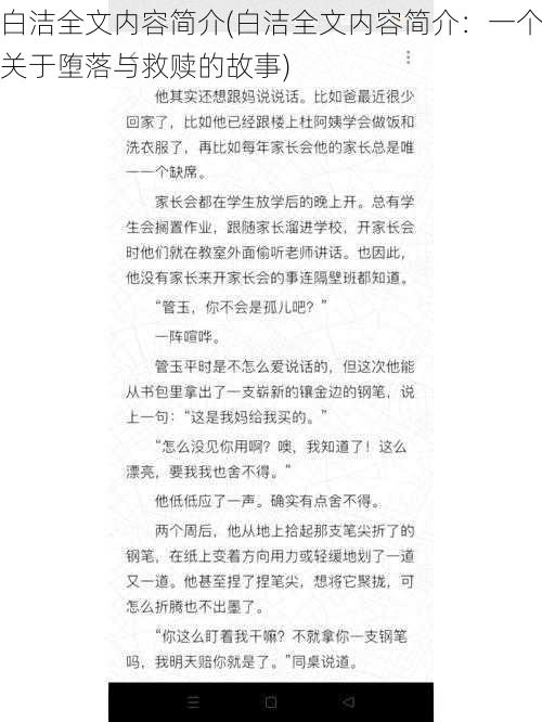 白洁全文内容简介(白洁全文内容简介：一个关于堕落与救赎的故事)