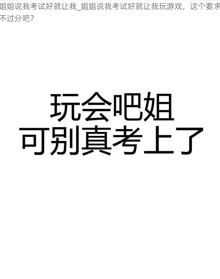 姐姐说我考试好就让我_姐姐说我考试好就让我玩游戏，这个要求不过分吧？