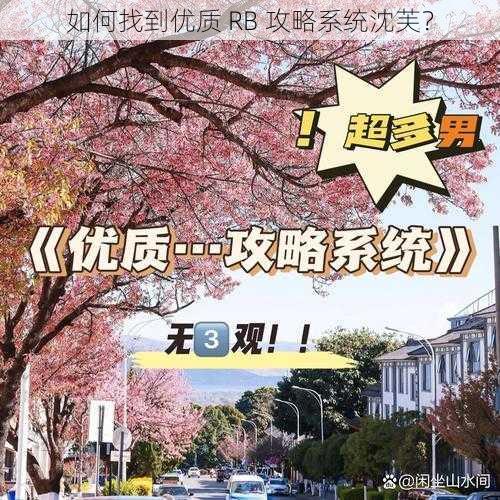 如何找到优质 RB 攻略系统沈芙？