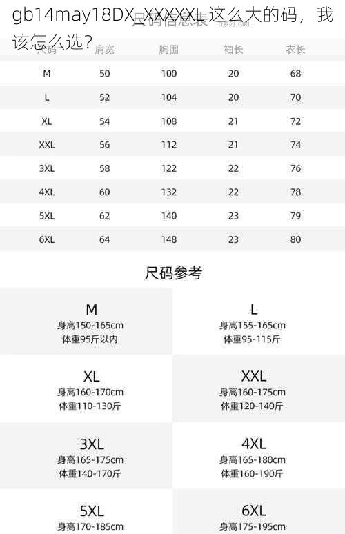 gb14may18DX_XXXXXL 这么大的码，我该怎么选？