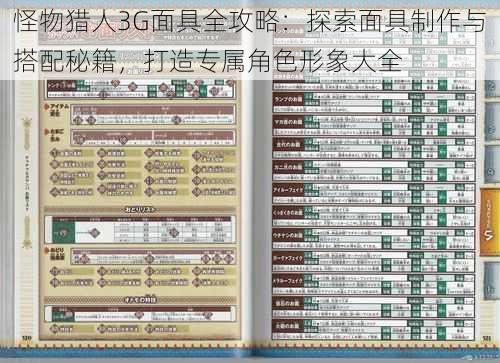 怪物猎人3G面具全攻略：探索面具制作与搭配秘籍，打造专属角色形象大全